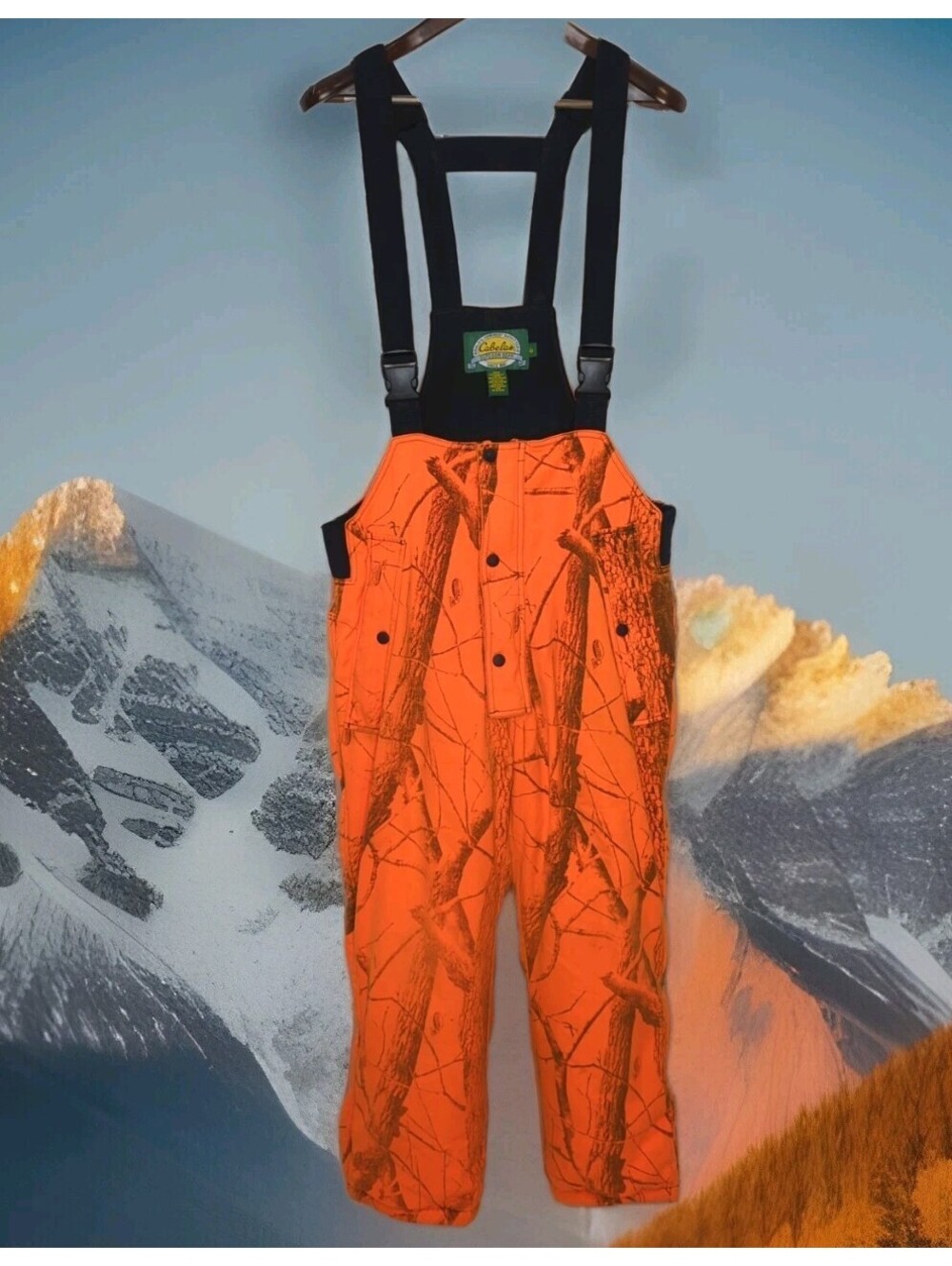 Cabela's RealTree Hunting Bibs Blaze Orange Camo Insulated Overalls Mens Large R
